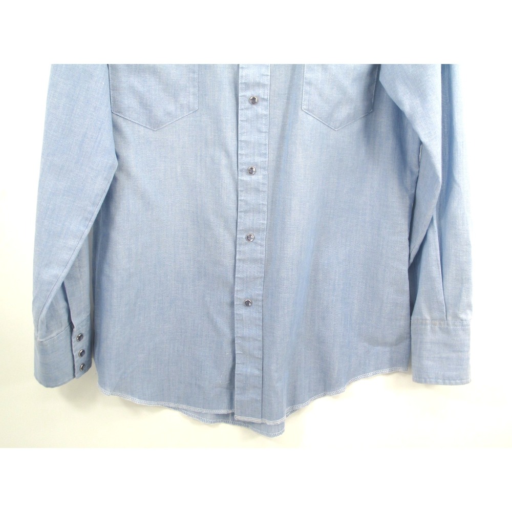 Wrangler Cowboy Cut Western Pearl Snap Shirt Mens 15.5x34 Blue Plaid Yoke VTG - Picture 3 of 16